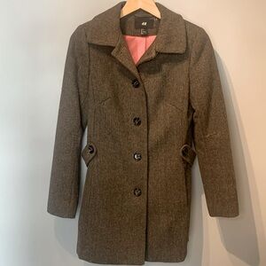 H&M Brown Tweed Pea Coat